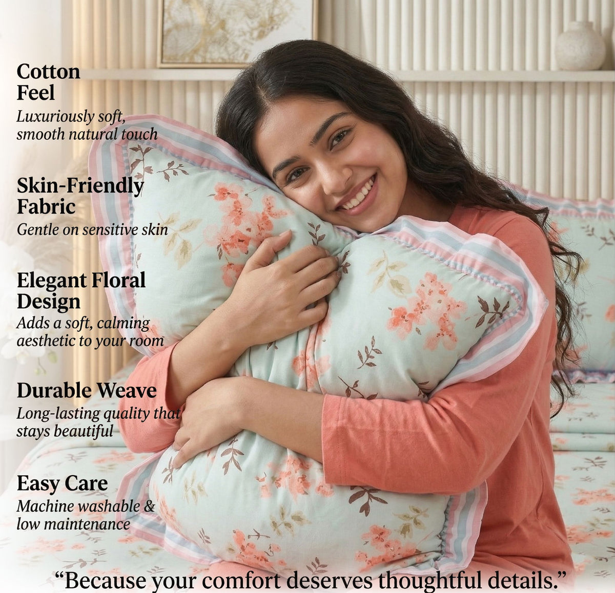 Frill Flat Bedsheet Sky Blue Pink