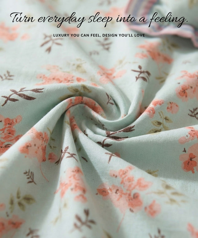 Frill Flat Bedsheet Sky Blue Pink