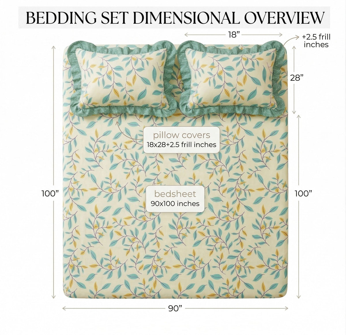 Frill Flat Bedsheet Ivory Green
