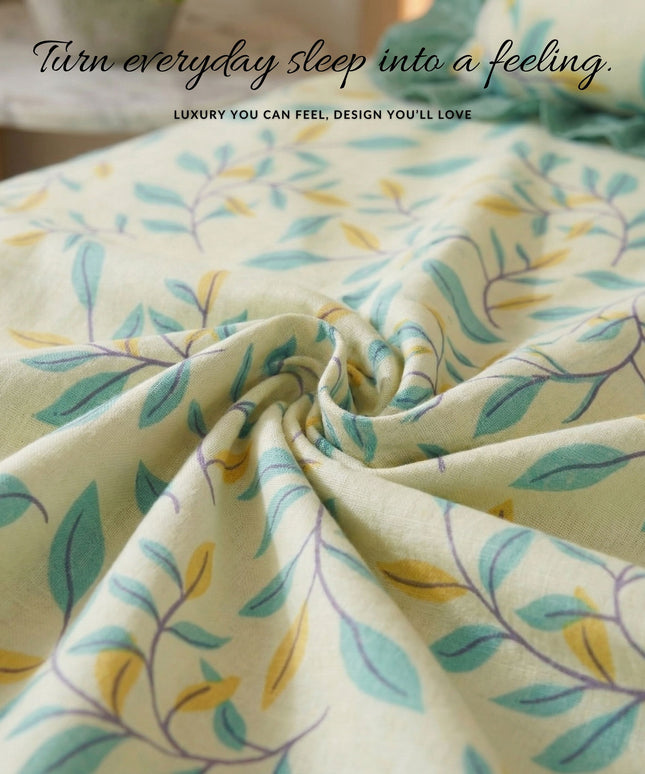 Frill Flat Bedsheet Ivory Green
