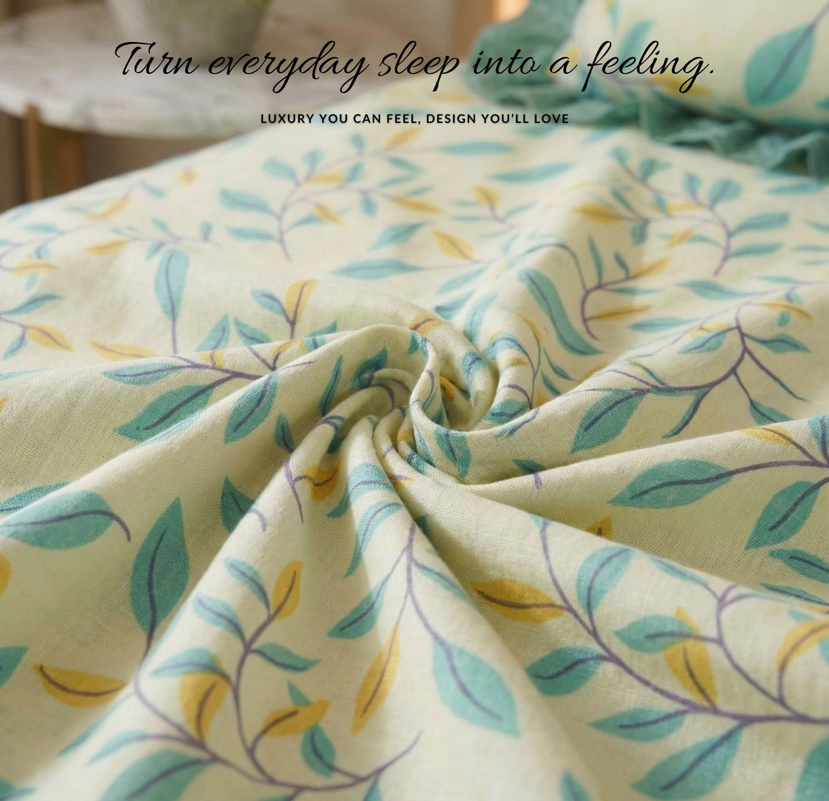 Frill Flat Bedsheet Ivory Green