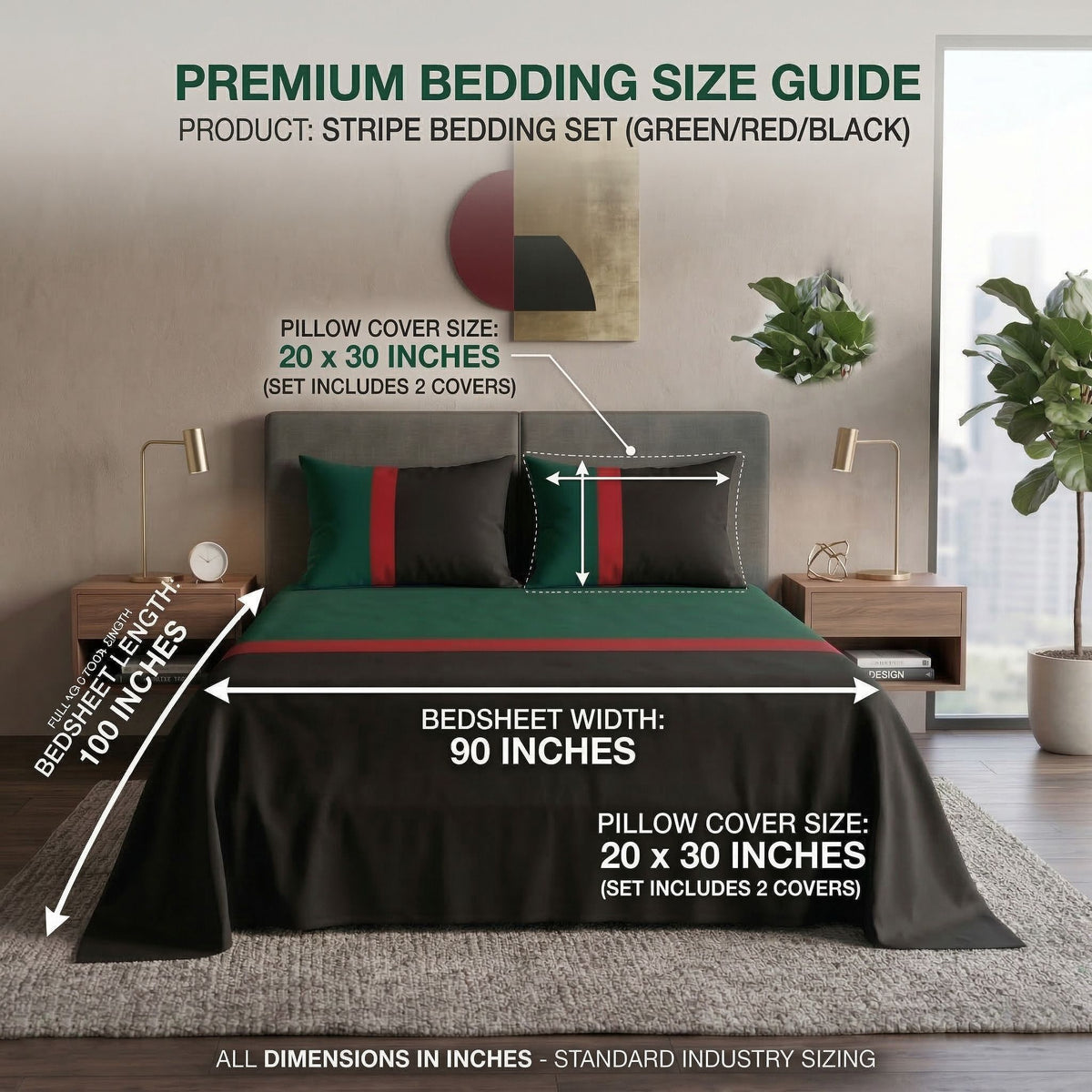 Skyline Flat Bedsheet Black Green