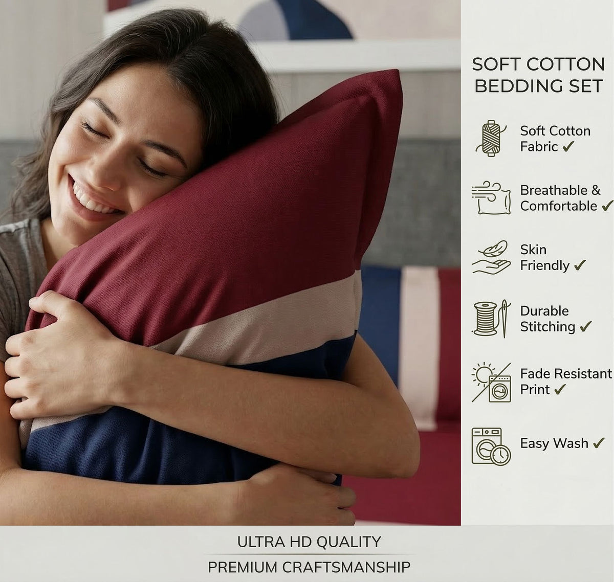 Skyline Flat Bedsheet Dark Blue Maroon