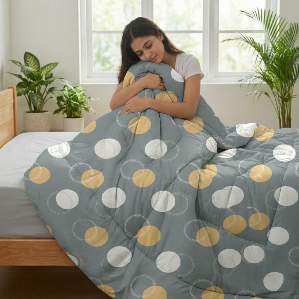 Valencia Comforter Grey Yellow
