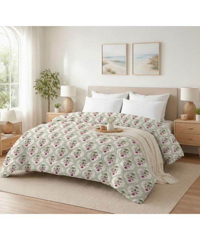 Valencia Comforter GreenDark Pink