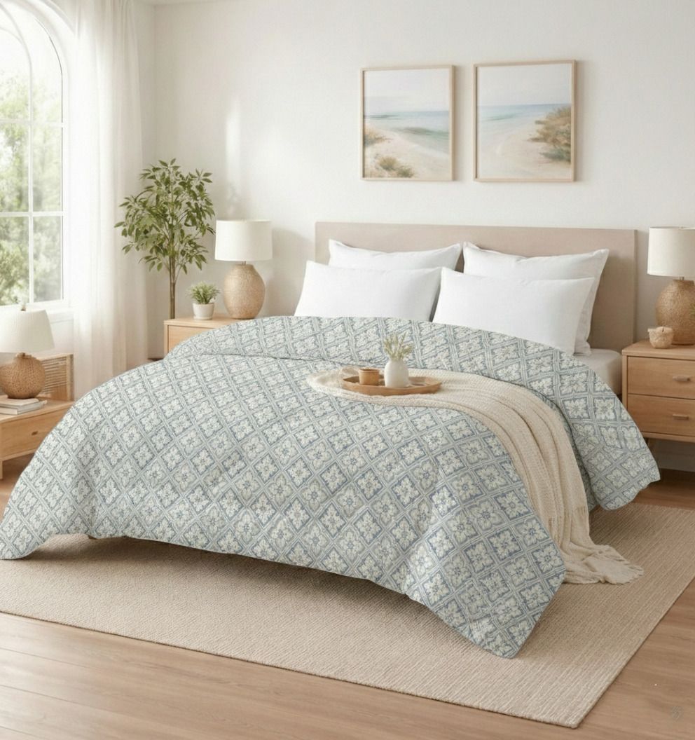 Valencia Comforter Powder Blue Light Grey
