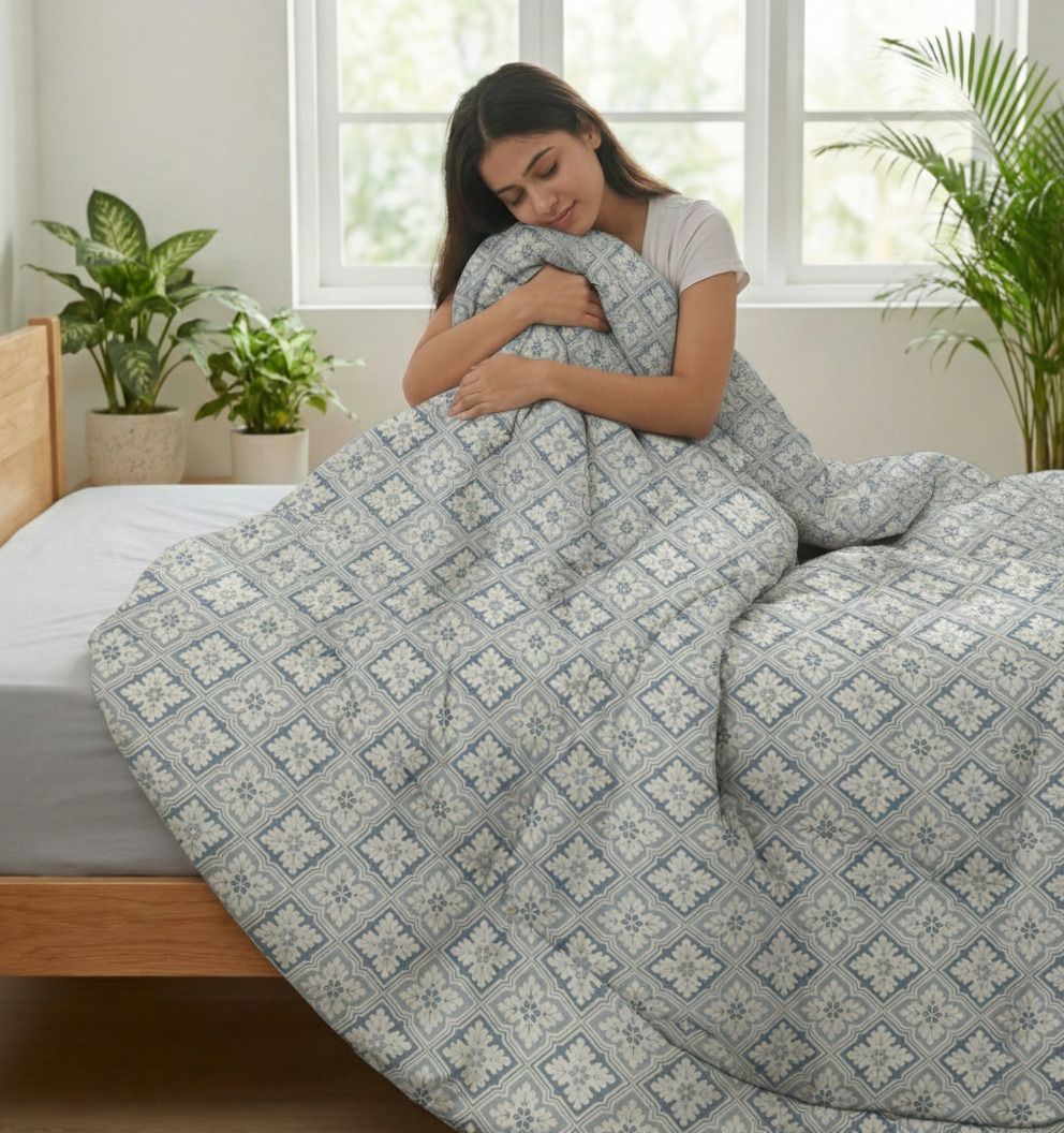 Valencia Comforter Powder Blue Light Grey