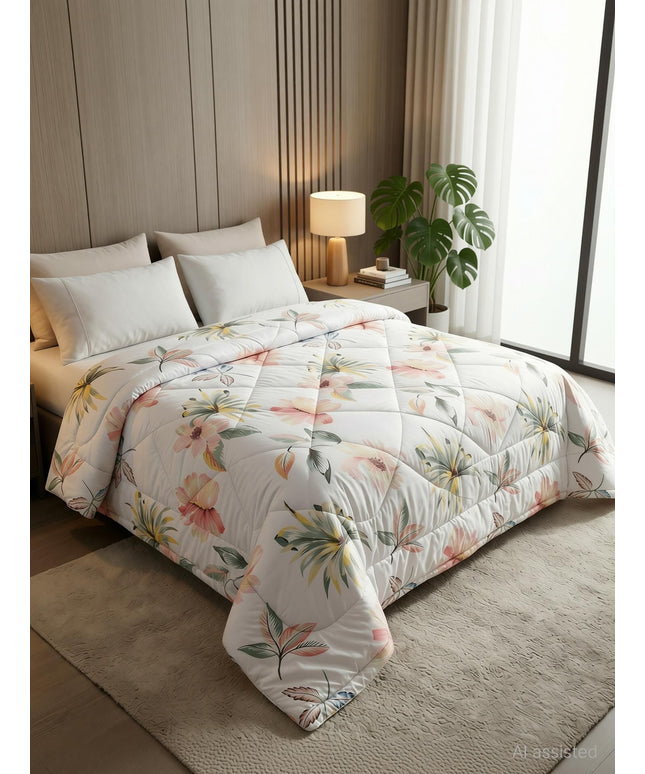Pearl Comforter Double Bed White Light Pink