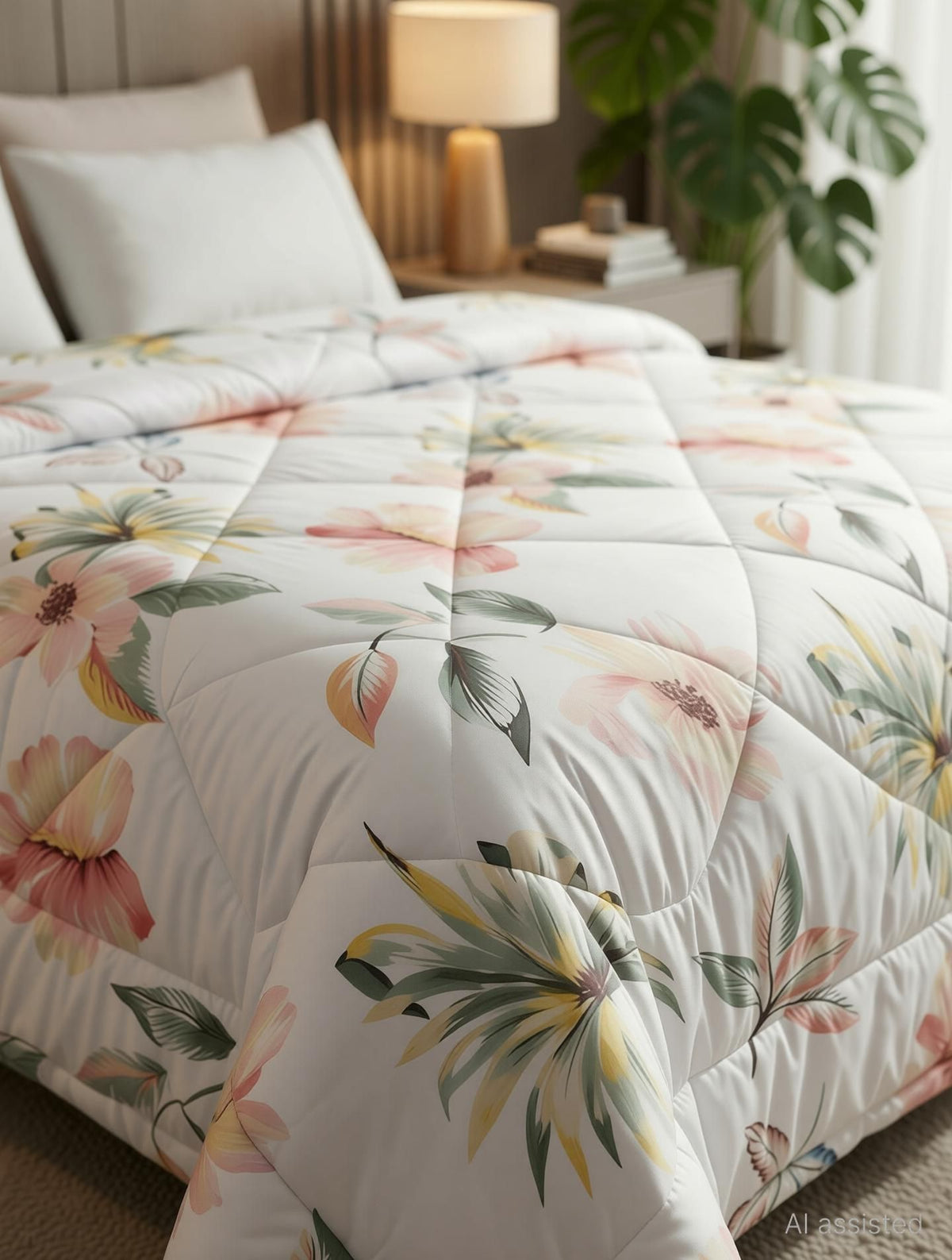 Pearl Comforter Double Bed White Light Pink