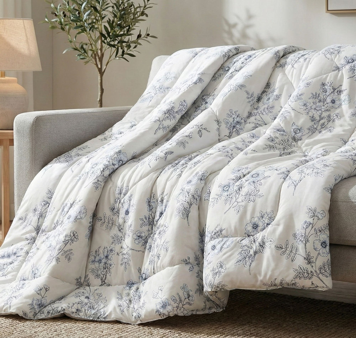 Pearl Comforter Double Bed Off White Grey