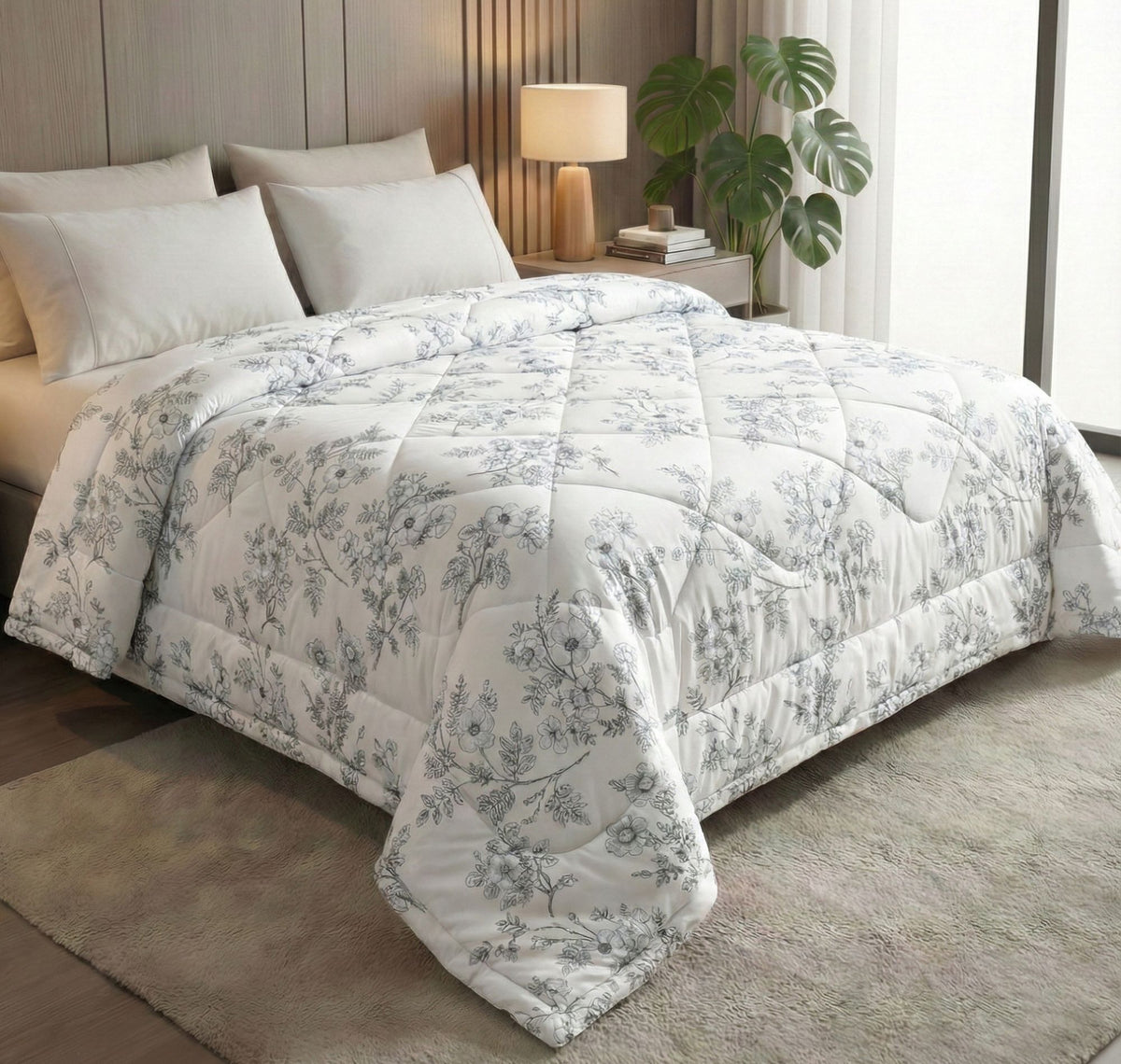Pearl Comforter Double Bed Off White Grey