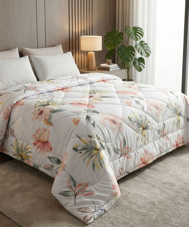 Pearl Comforter Double Bed White Light Pink