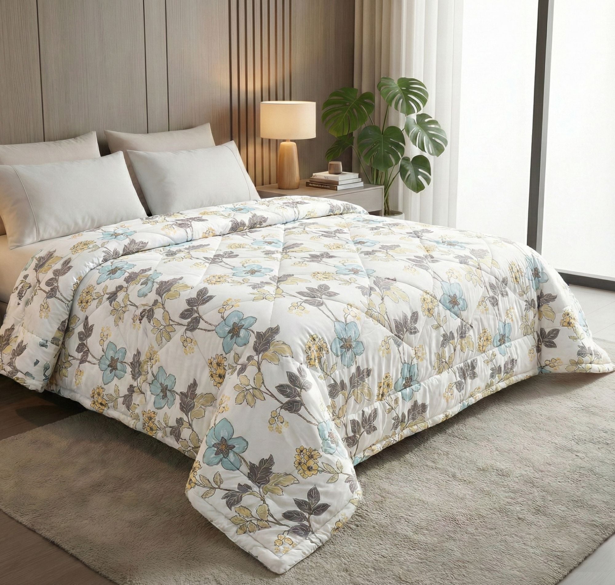 Pearl Comforter Double Bed White Blue Grey