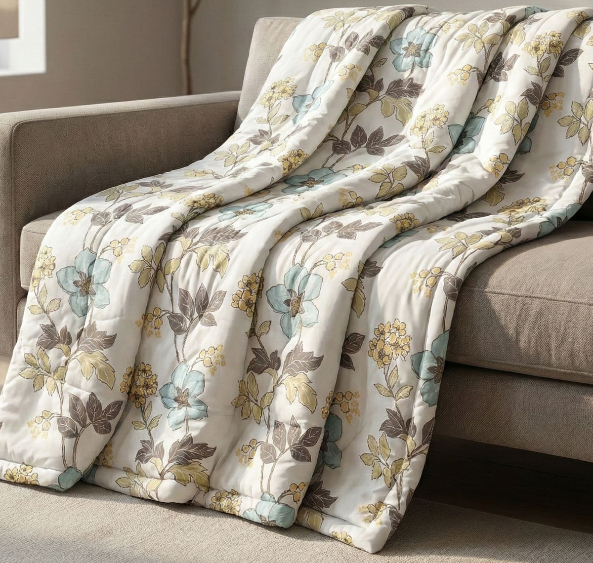 Pearl Comforter Double Bed White Blue Grey
