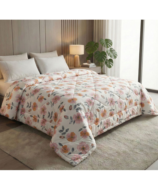 Pearl Comforter Double Bed White Pink