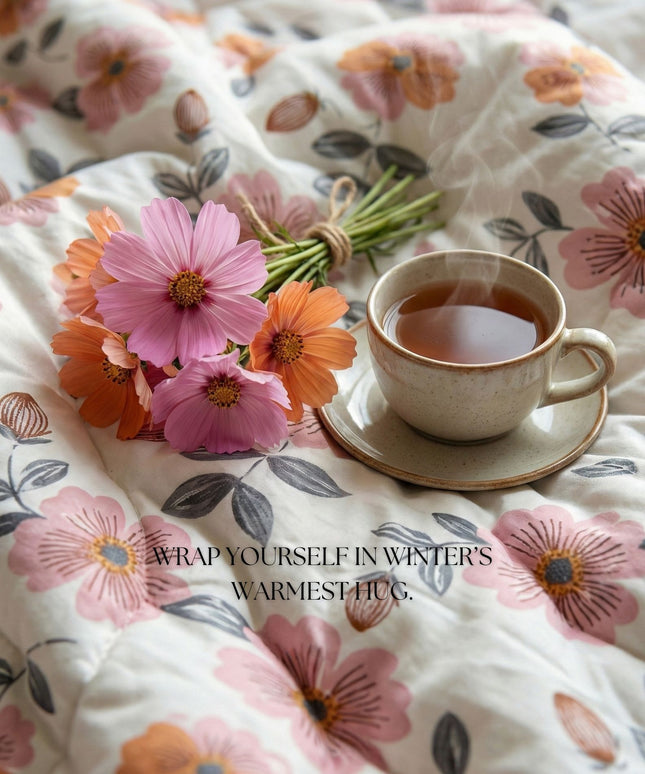 Pearl Comforter Double Bed White Pink