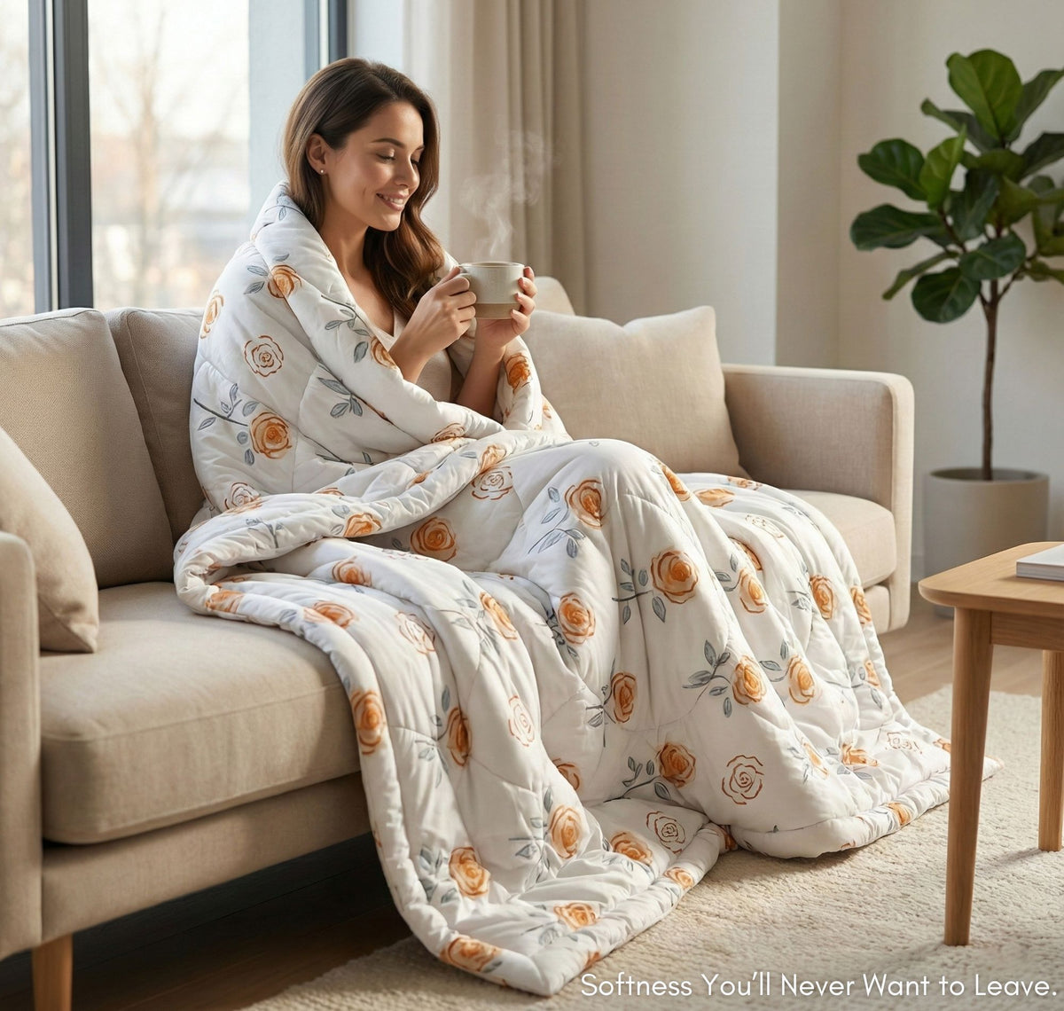 Pearl Comforter Double Bed White Orange