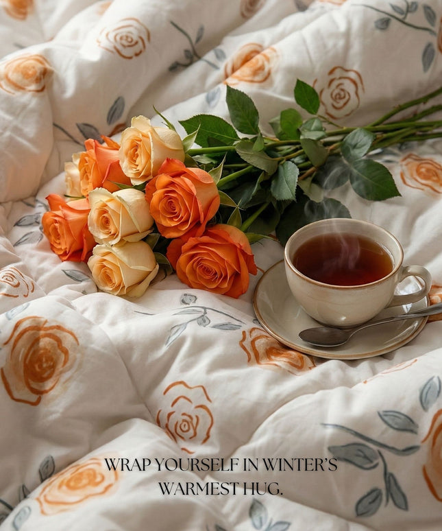 Pearl Comforter Double Bed White Orange