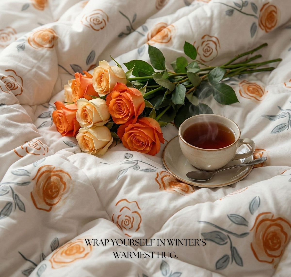 Pearl Comforter Double Bed White Orange