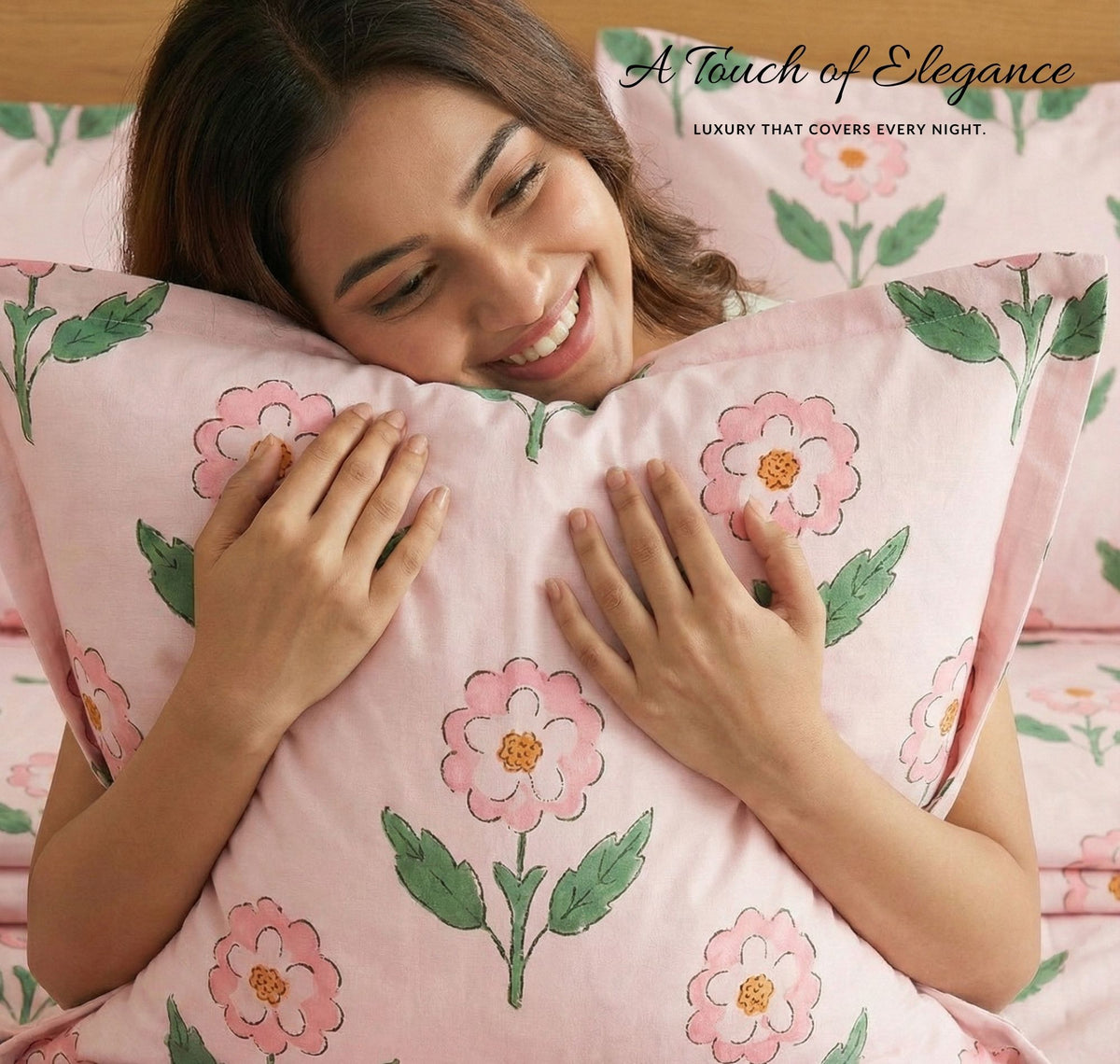 Aura Flat Bedsheet Pink Green