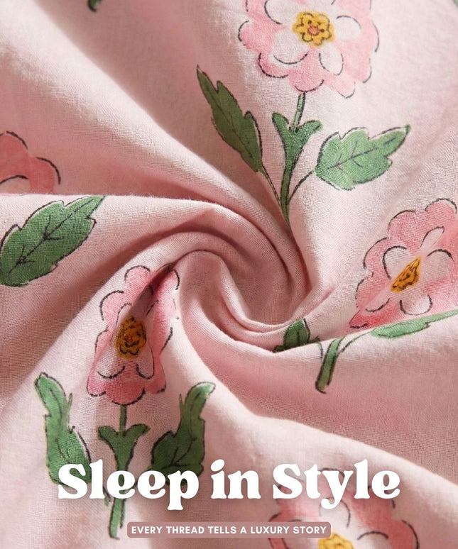 Aura Flat Bedsheet Pink Green