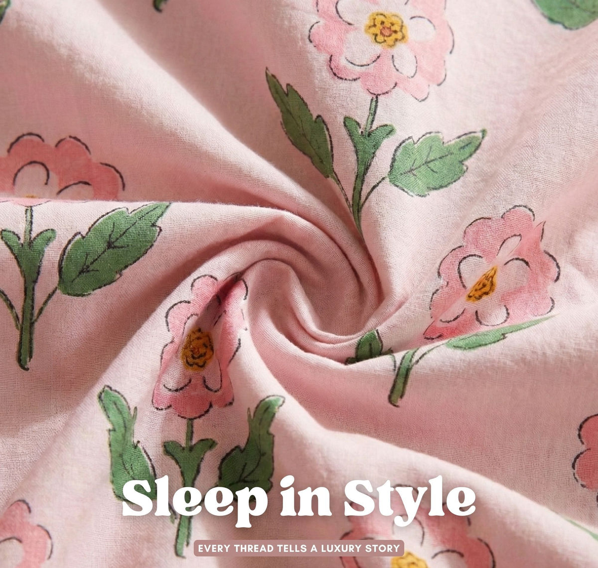 Aura Flat Bedsheet Pink Green