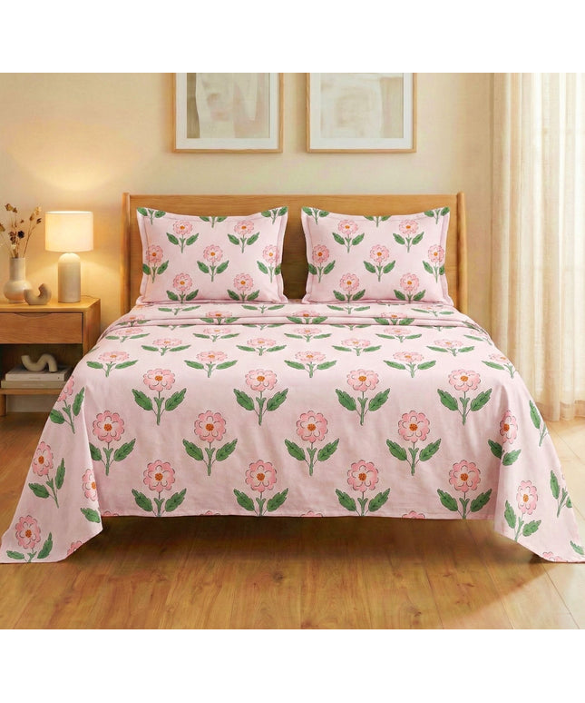 Aura Flat Bedsheet Pink Green