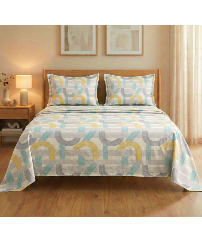 Aura Flat Bedsheet Grey Yellow