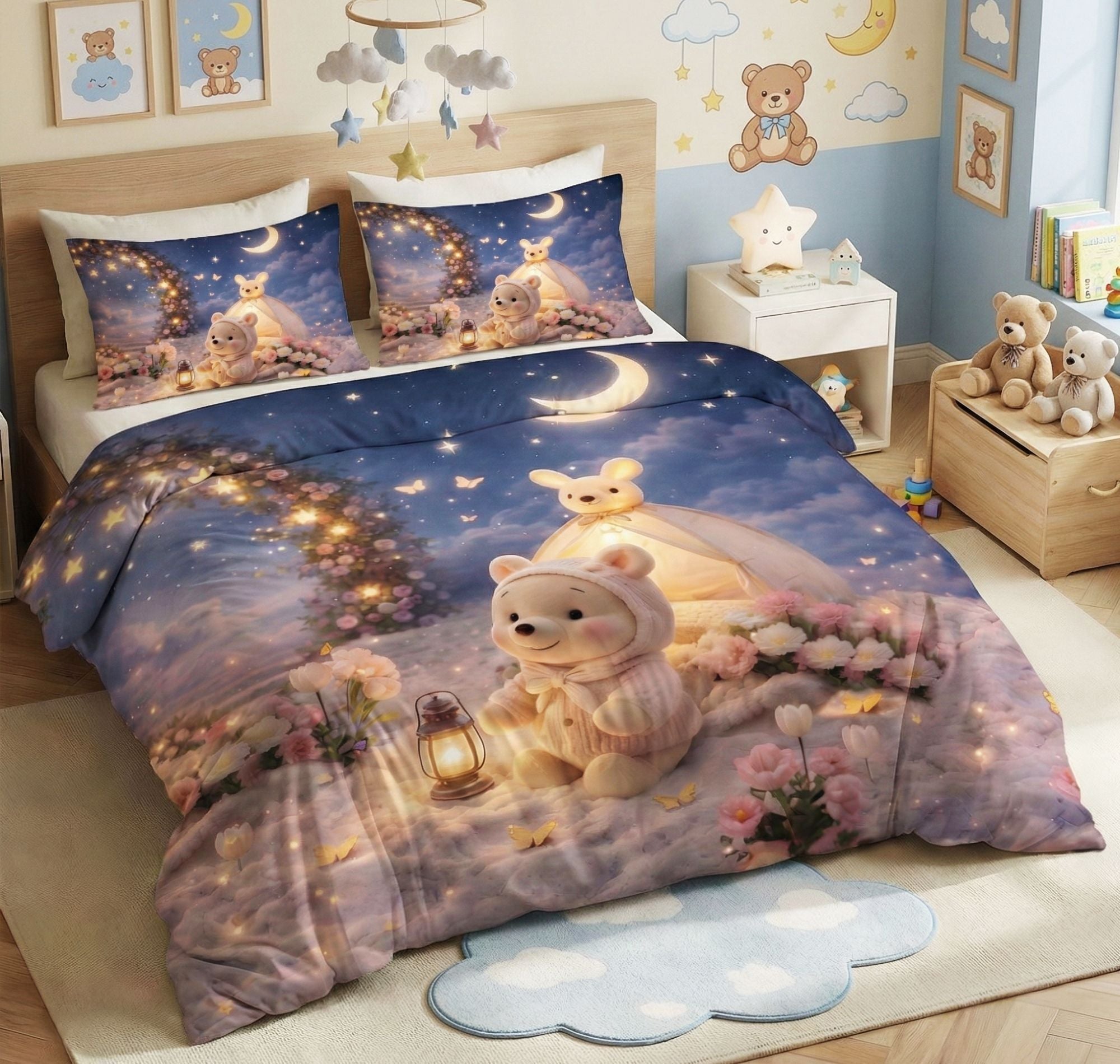 7D Pixel Adventure Flatsheet Blue Beige