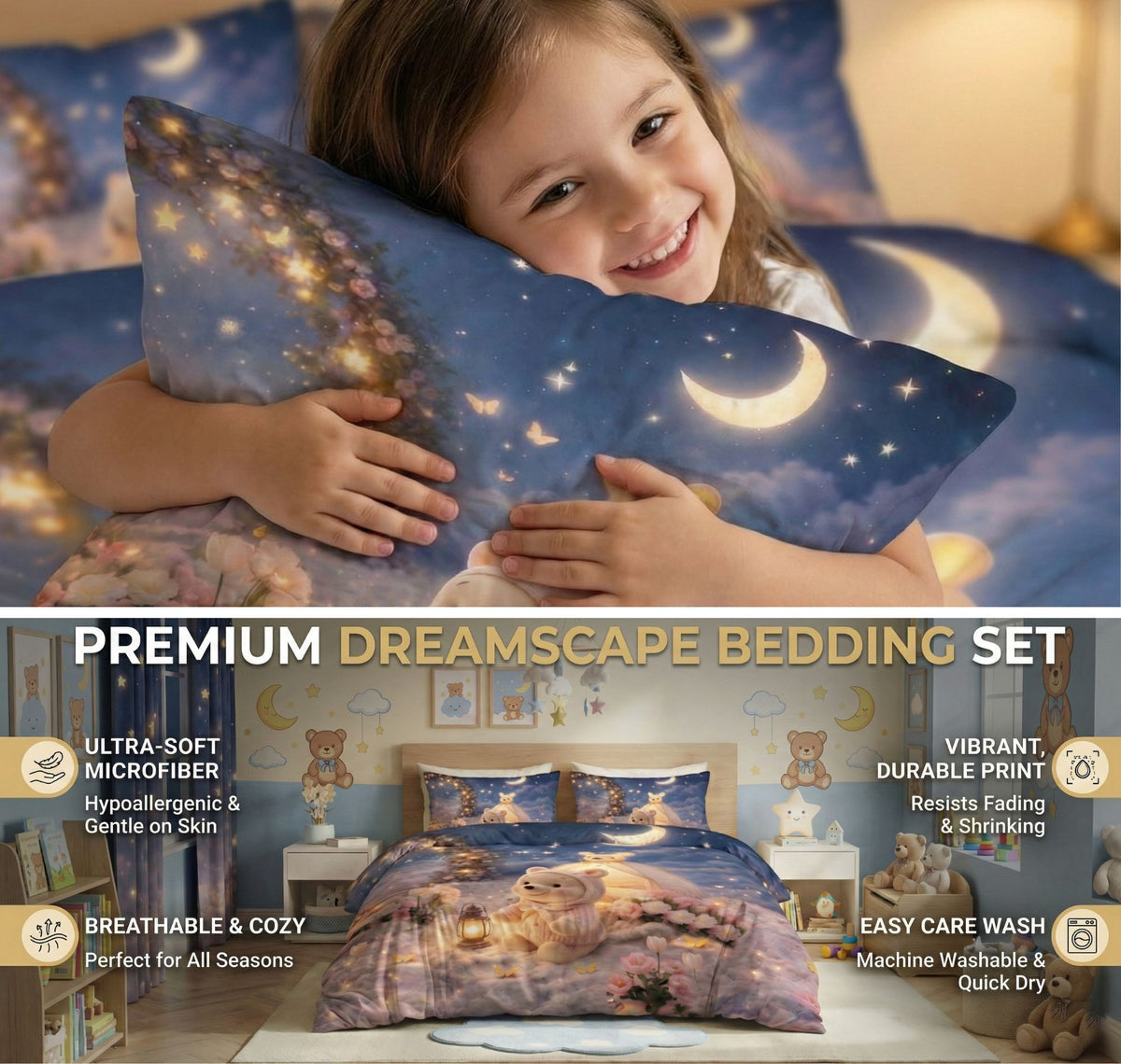 7D Pixel Adventure Flatsheet Blue Beige