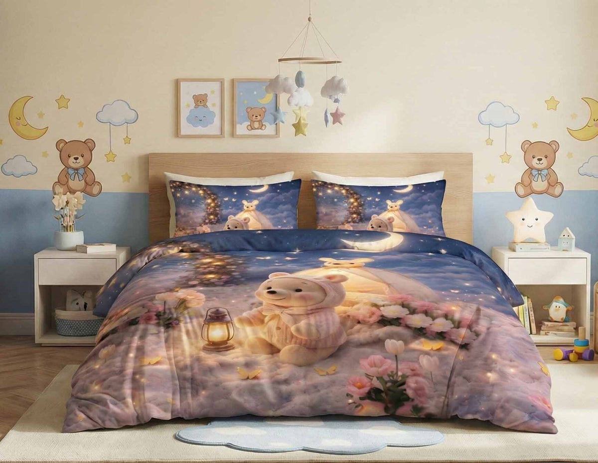 7D Pixel Adventure Flatsheet Blue Beige
