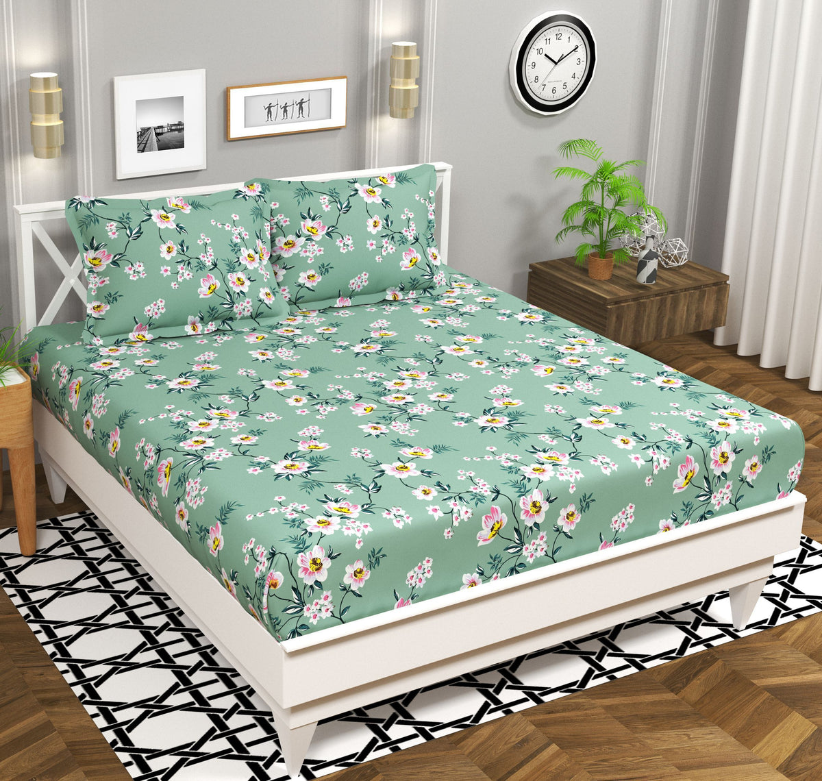 Urban Flat Bedsheet Light Green White
