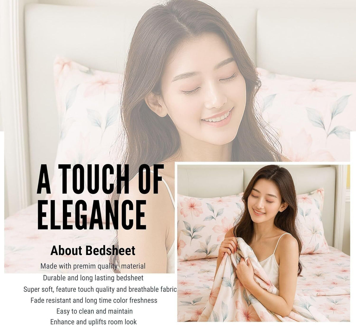 Urban Flat Bedsheet White Baby Pink