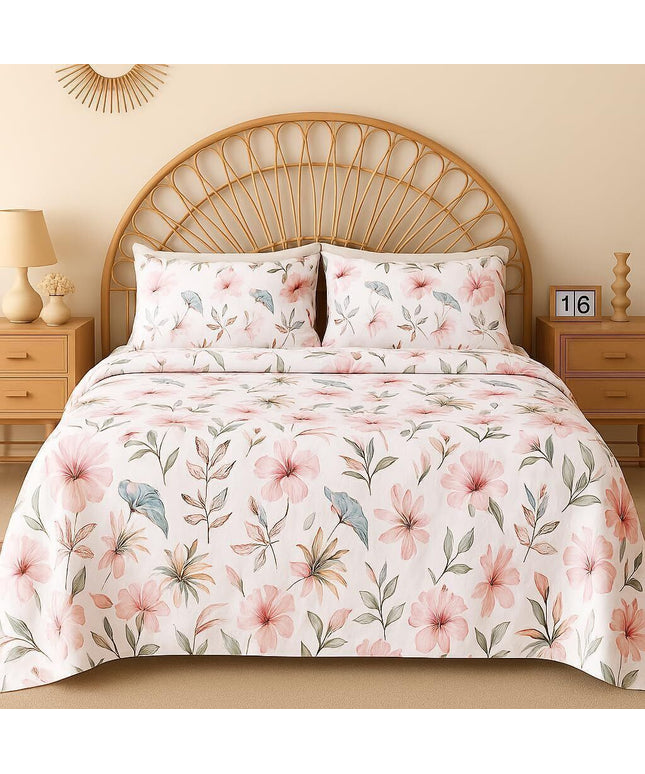Urban Flat Bedsheet White Baby Pink