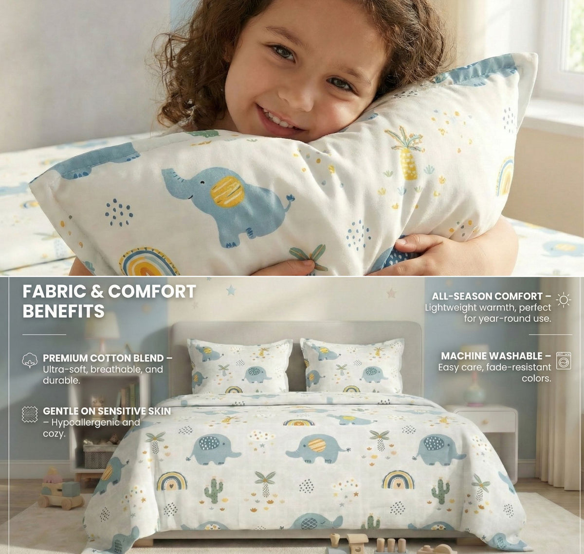 Kidzzy Flat Bedsheet Off White Grey
