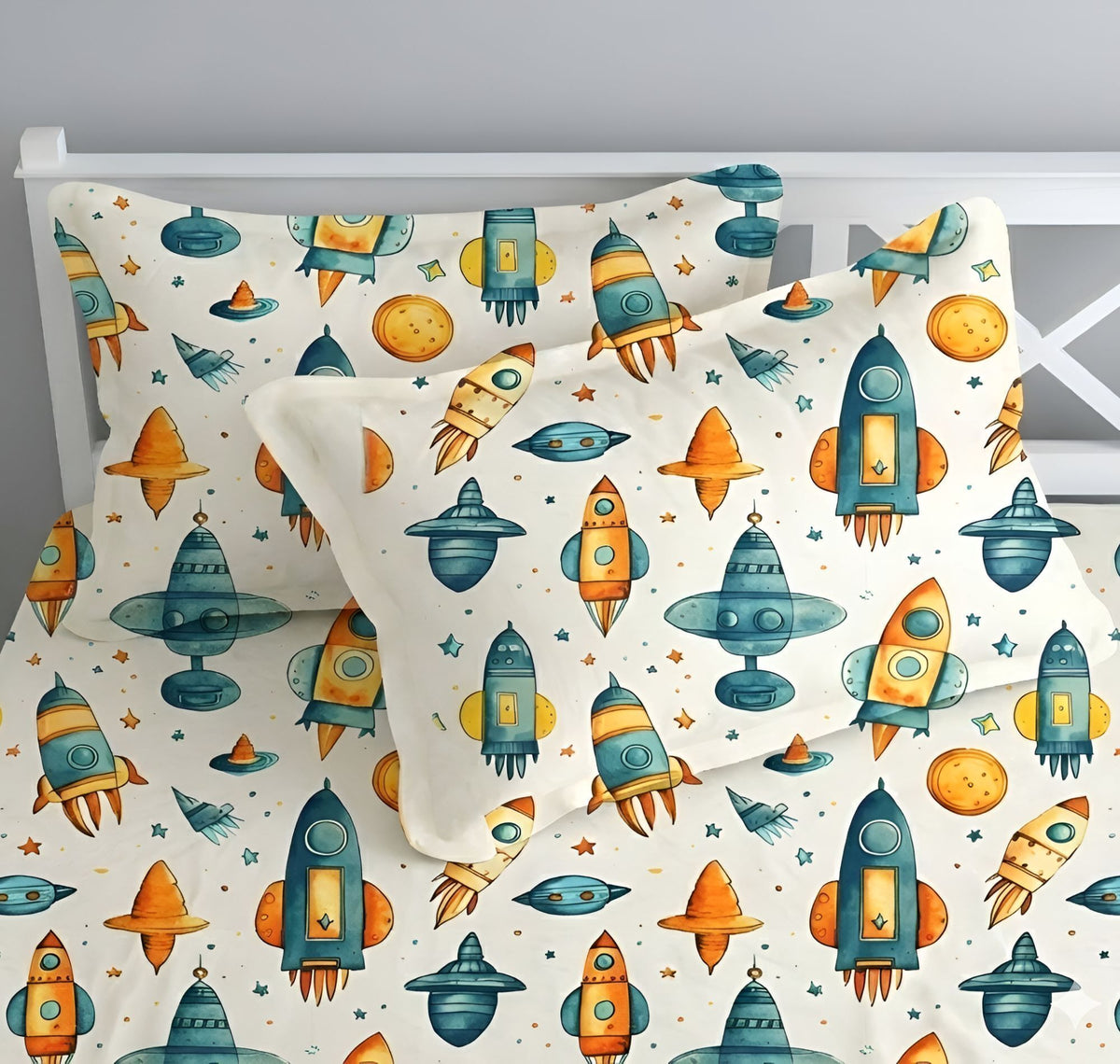 Kidzzy Flat Bedsheet White Blue