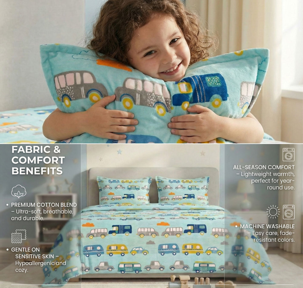 Kidzzy Flat Bedsheet Light Blue