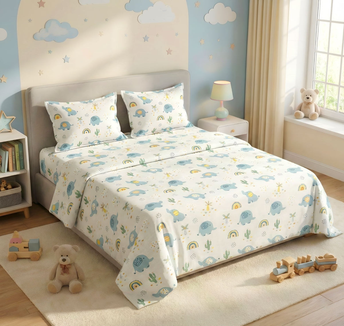 Kidzzy Flat Bedsheet Off White Grey