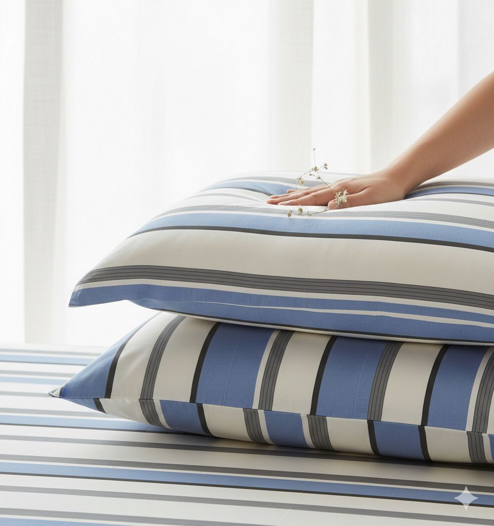 Kingston Flatsheet  Off White Blue
