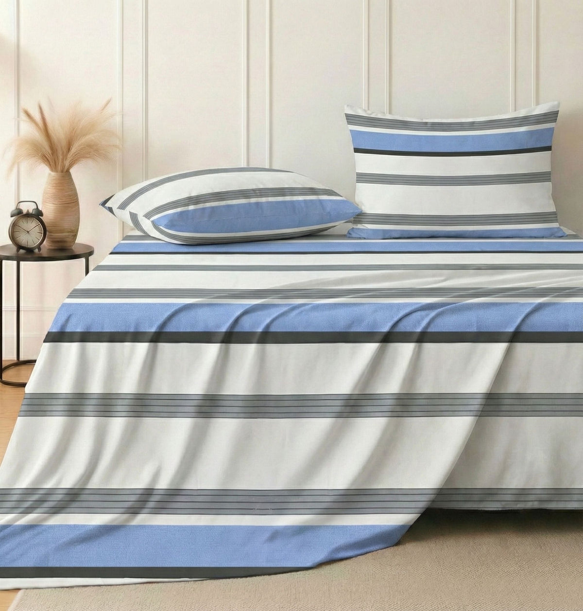 Kingston Flatsheet  Off White Blue
