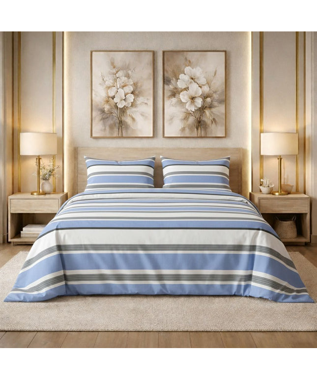 Kingston Flatsheet  Off White Blue
