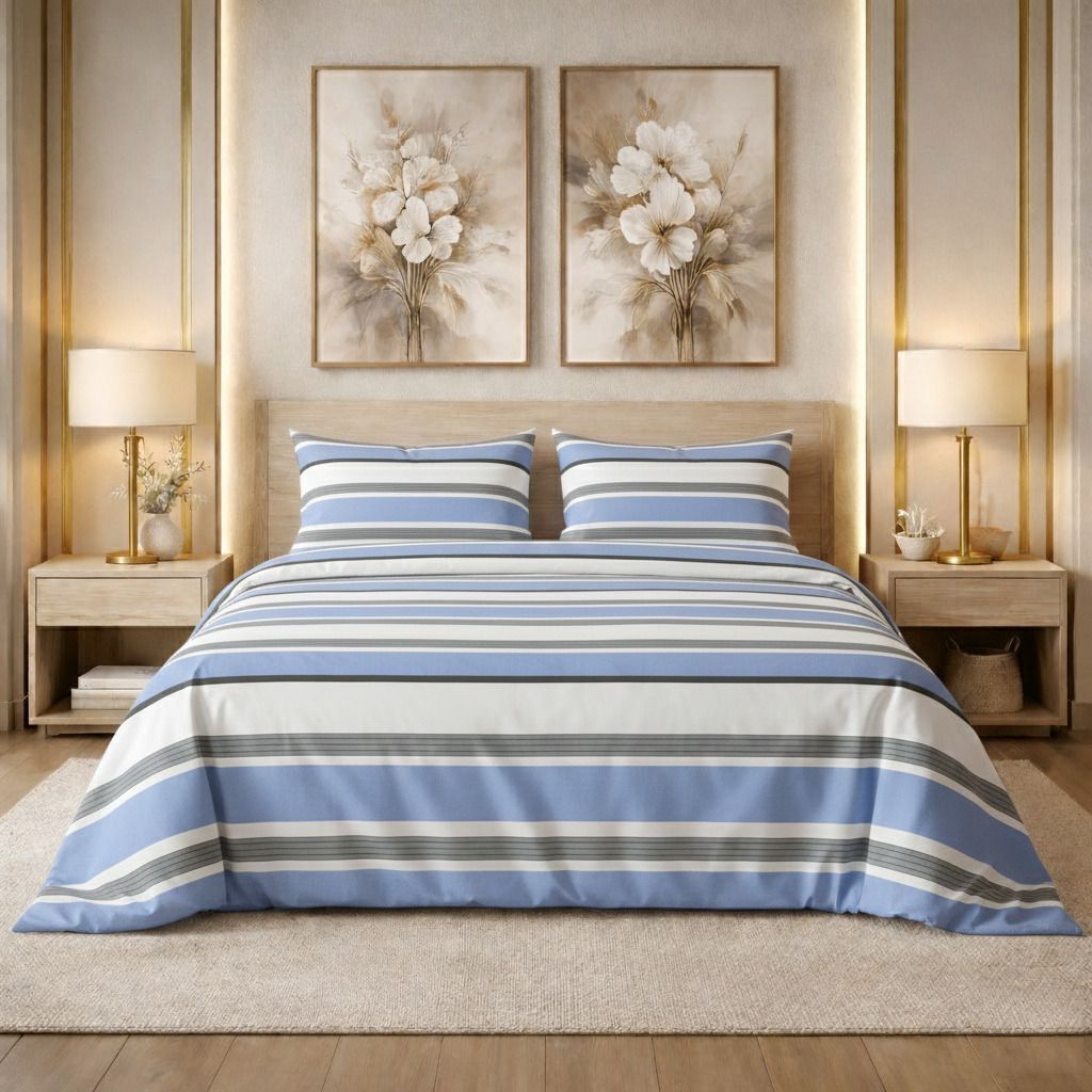 Kingston Flatsheet  Off White Blue
