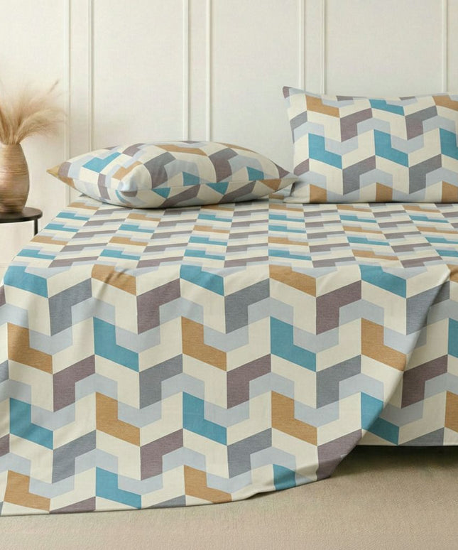 Kingston Flatsheet  Beige Blue