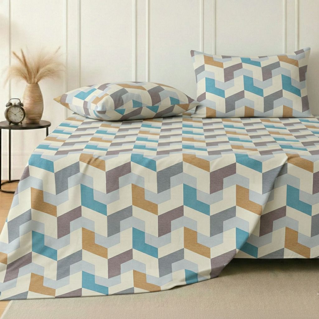 Kingston Flatsheet  Beige Blue