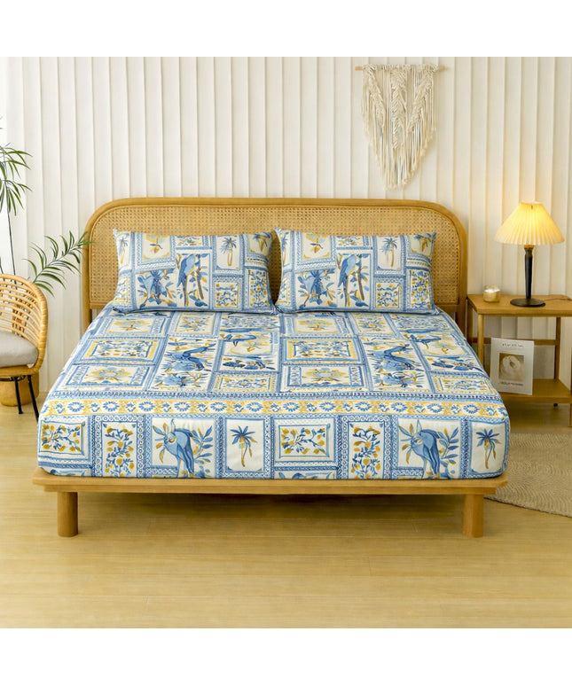 Velencia Flat Bedsheet Blue Yellow