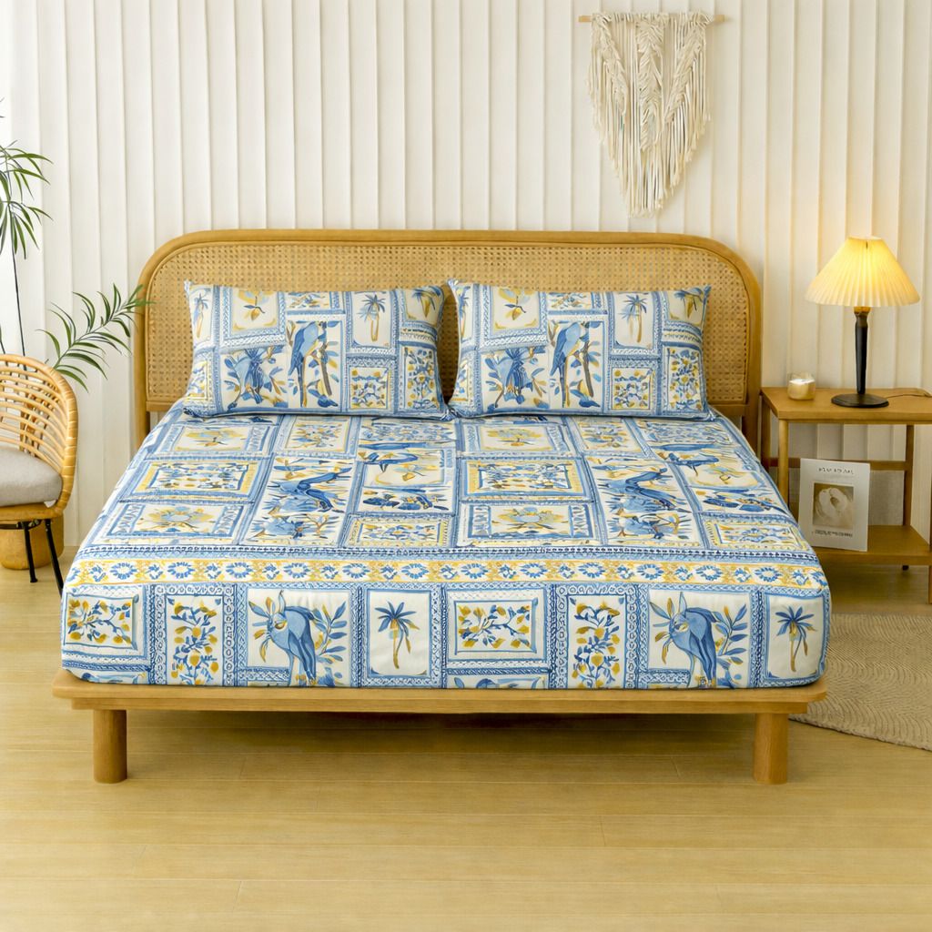 Velencia Flat Bedsheet Blue Yellow