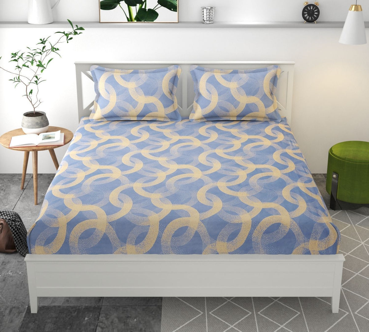 Velencia Flat Bedsheet Light Blue Beige