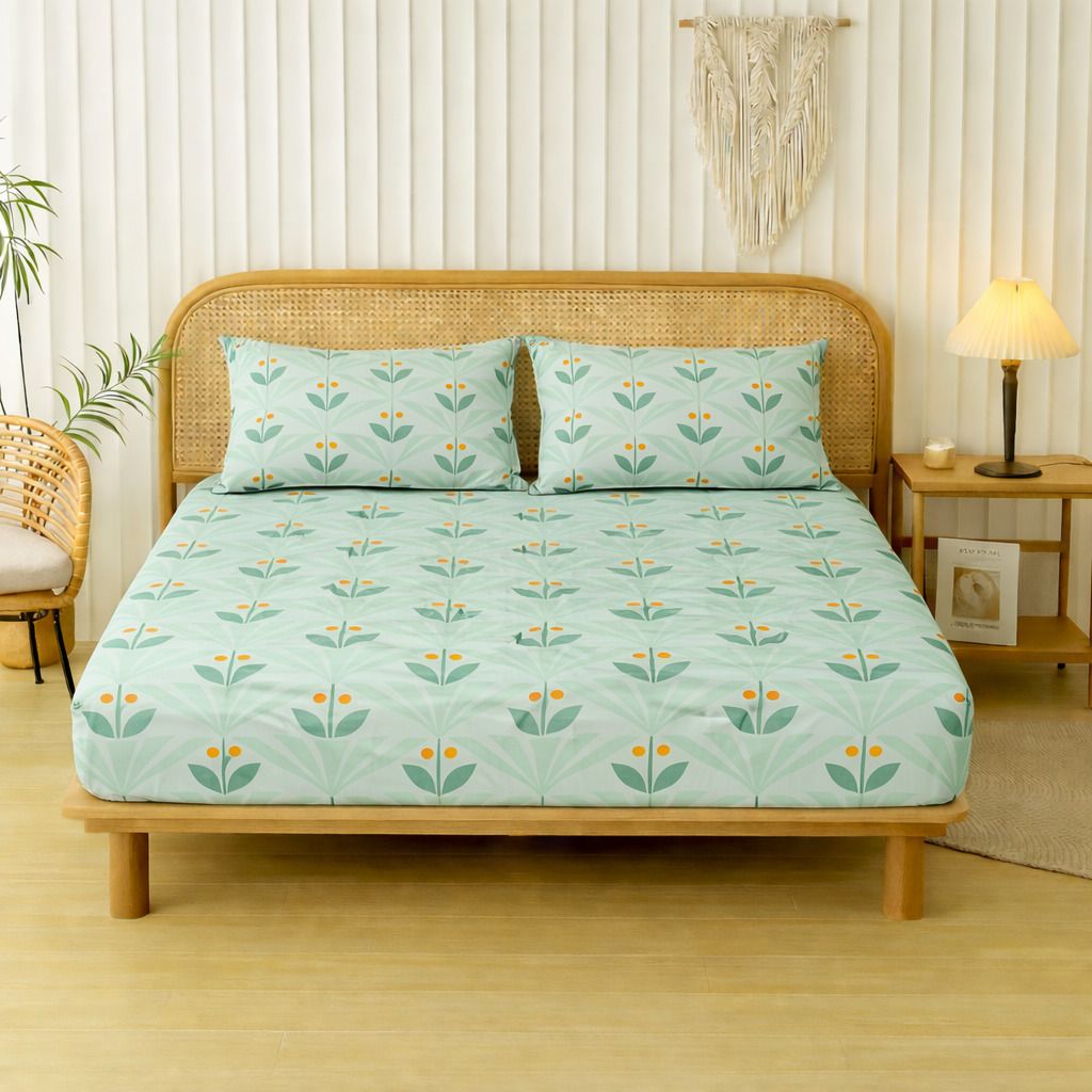 Velencia Flat Bedsheet Green Orange