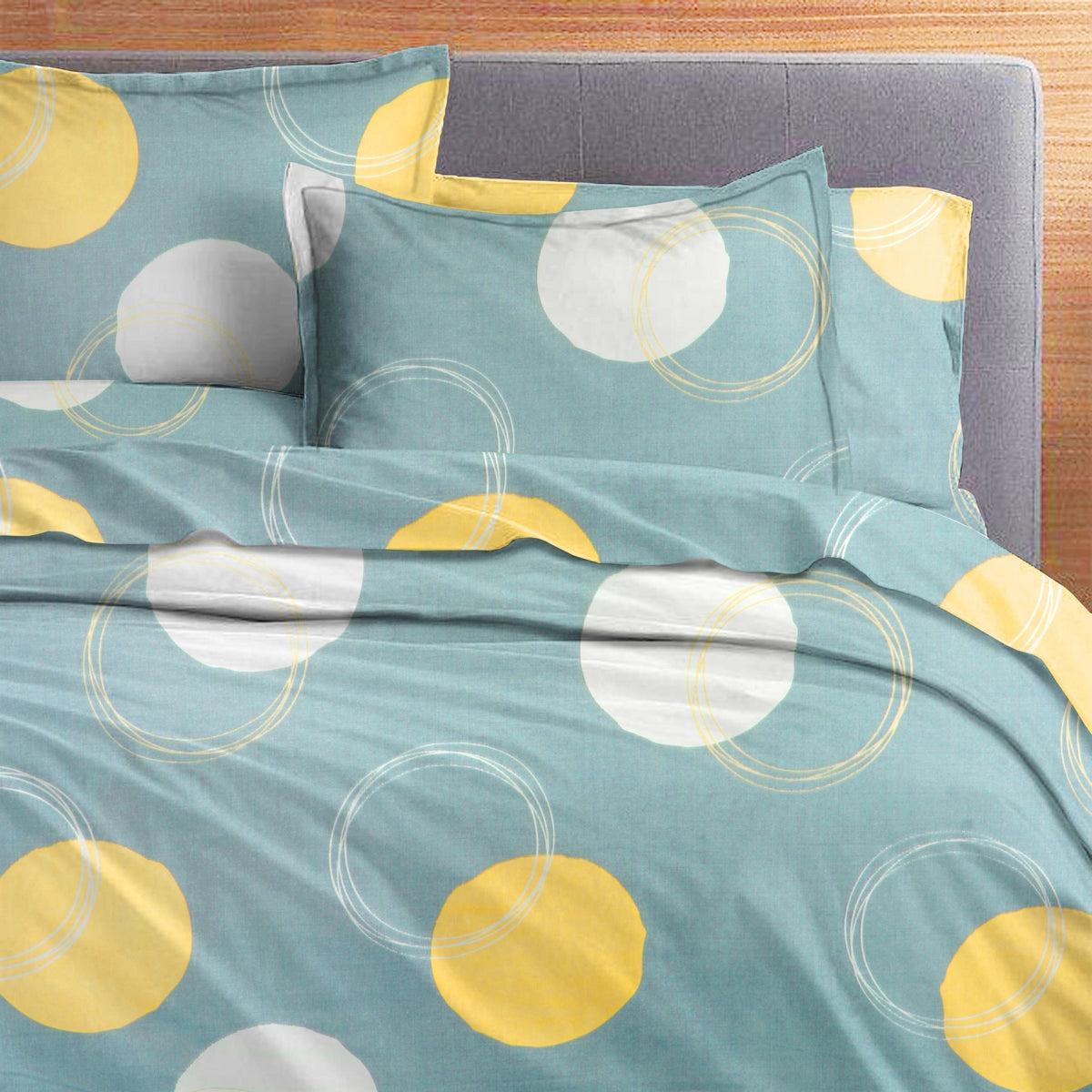 Velencia Flat Bedsheet Grey Yellow