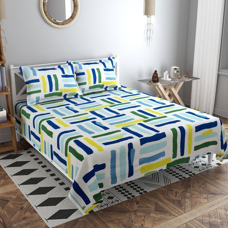Velencia Flat Bedsheet White Yellow